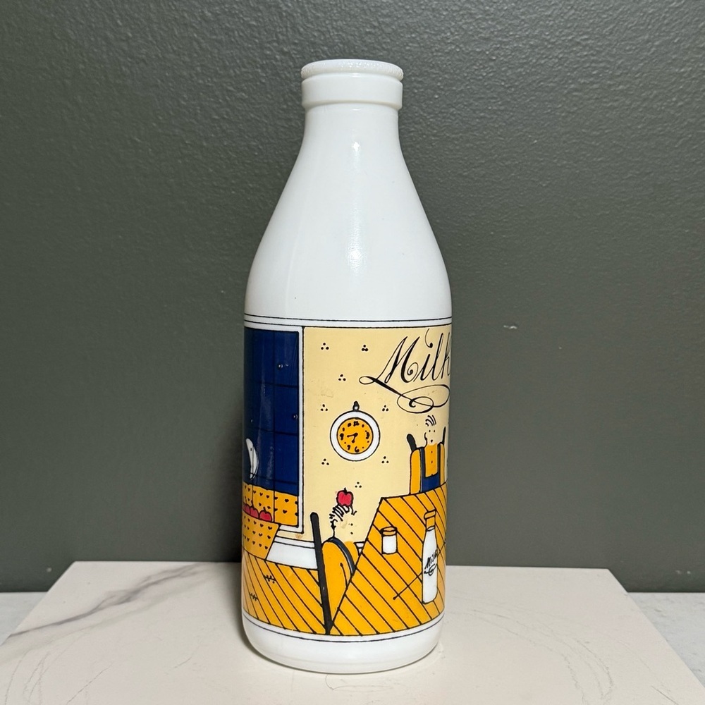White Milk Bottle with Yellow Label - Picture 4 of 5